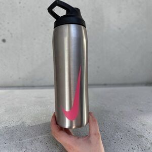 Nike Stainless Steel Bottle with Pink Swoosh and Black Lid 24 oz
